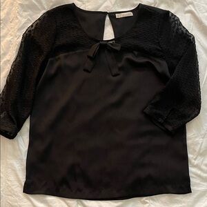 Hinge Black Blouse with Bow Detail